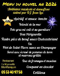 Menu du r&eacute;veillon 2025 - Monflanquin