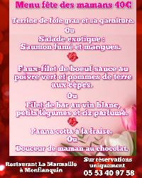Menu f&ecirc;te des mamans - Monflanquin