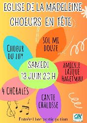 Choeurs en f&ecirc;te Samedi 13 juin 20h &agrave; l'&eacute;glise de la Madeleine - Mont-de-Marsan