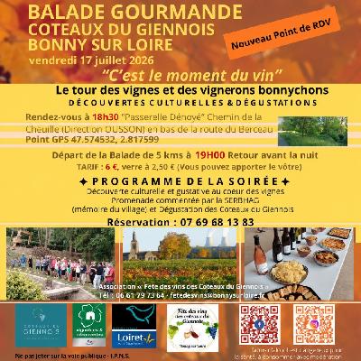Balade Gourmande autour des Vins Coteaux du Giennois Le 17/07/2026 - Bonny-sur-Loire