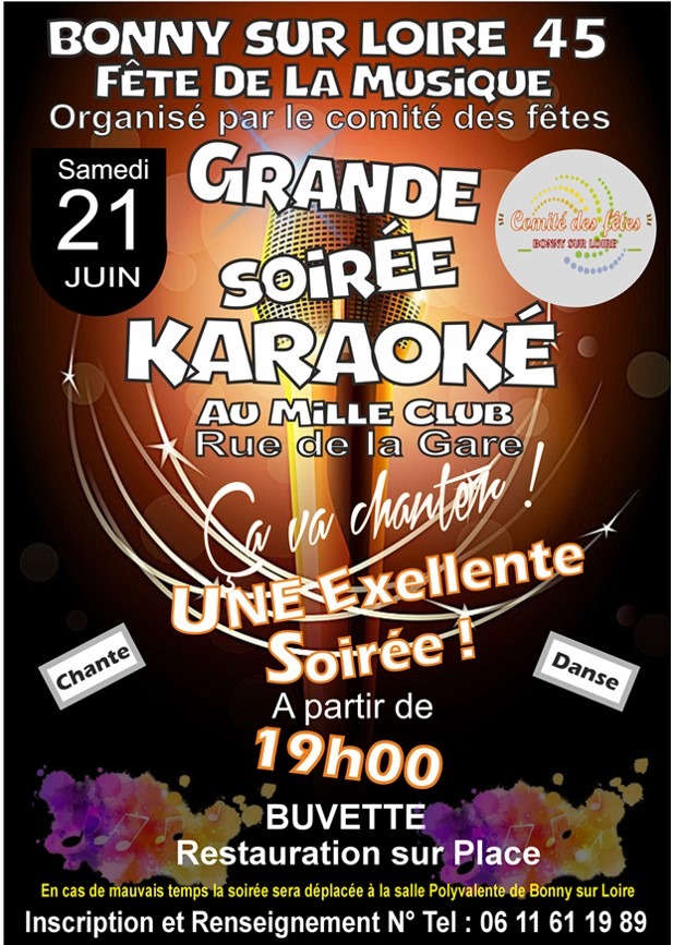 FETE DE LA MUSIQUE et KARAOKE à BONNY SUR LOIRE le 21 juin 2025 - Bonny-sur-Loire FETE DE LA MUSIQUE et KARAOKE à BONNY SUR LOIRE le 21 juin 2025 - Bonny-sur-Loire