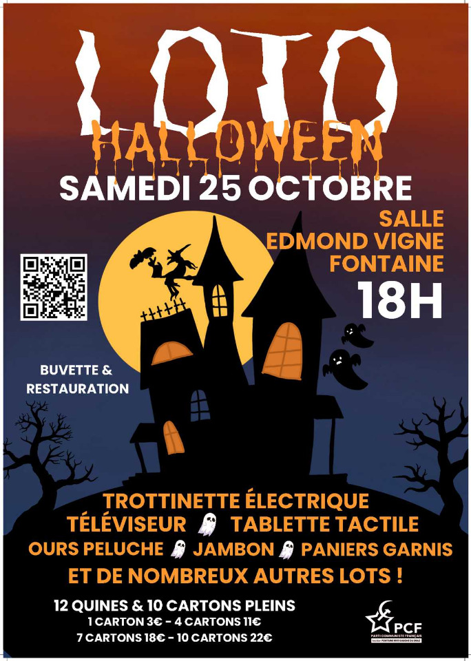 LOTO Spécial Halloween le 25 Octobre 2025 à FONTAINE (38600) - Fontaine