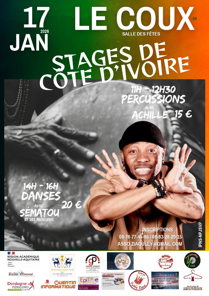Stages Percussions et Danses Africaines - Coux-et-Bigaroque