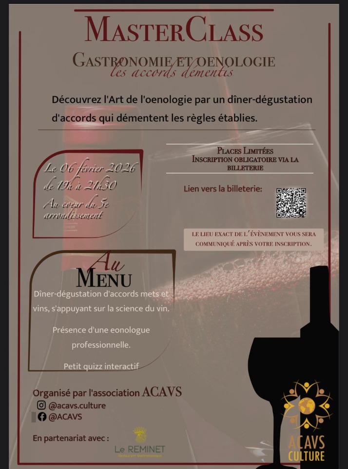 MasterClass Prestige Oenologie Gastronomie&nbsp;: " Accord d&eacute;menti " - Paris