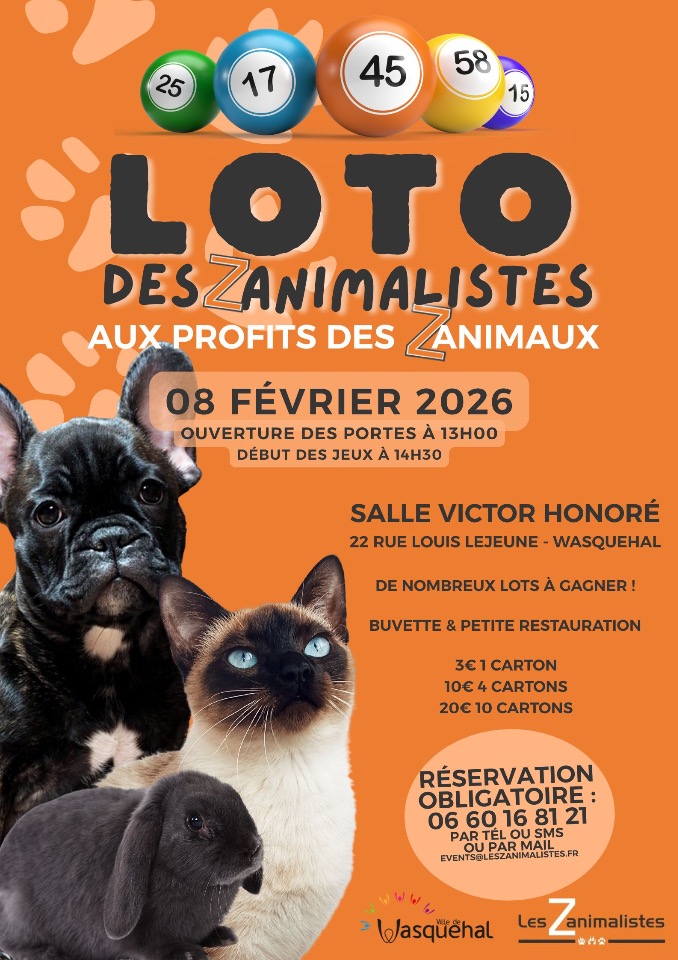 Loto au profit de l'association Les Zanimalistes  - Wasquehal