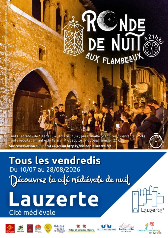 Visite guid&eacute;e ronde de nuit aux flambeaux - Lauzerte