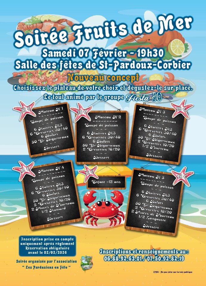 Soir&eacute;e Fruits de mer - Saint-Pardoux-Corbier