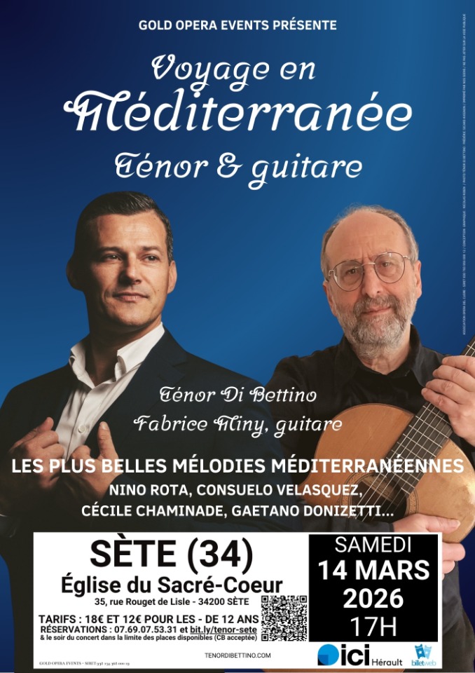"Voyage en M&eacute;diterran&eacute;e&nbsp;: T&eacute;nor et guitare" par le T&eacute;nor Di Bettino - Sète