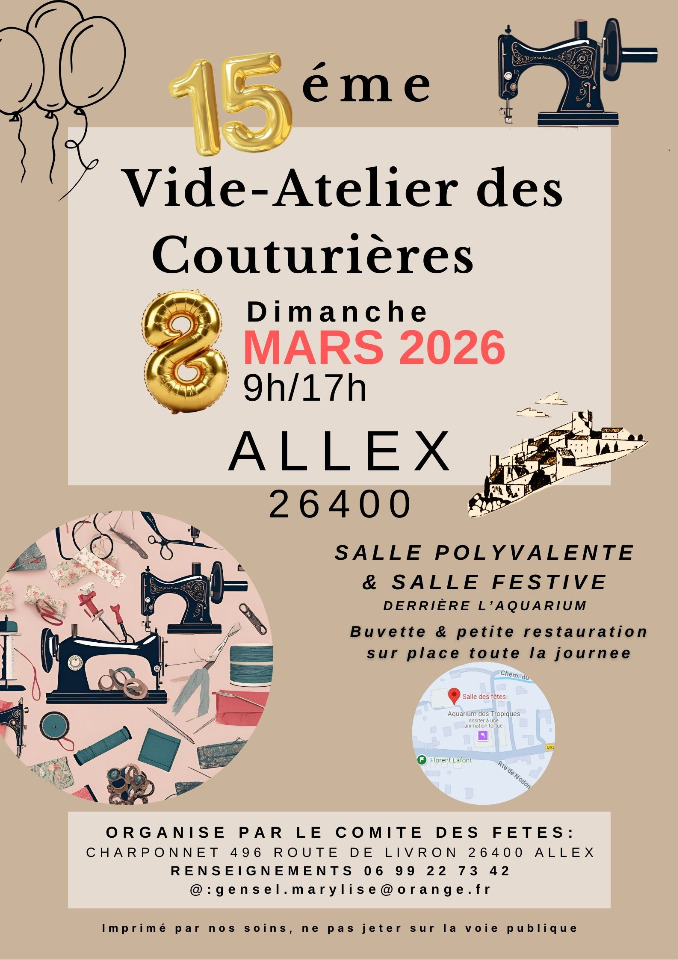 15&egrave; VIDE ATELIER COUTURIERES - Allex