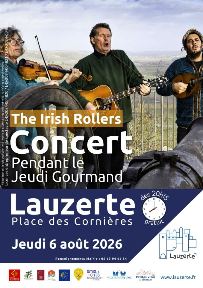 Concert du groupe Irish Rollers lors du Jeudi Gourmand - Lauzerte