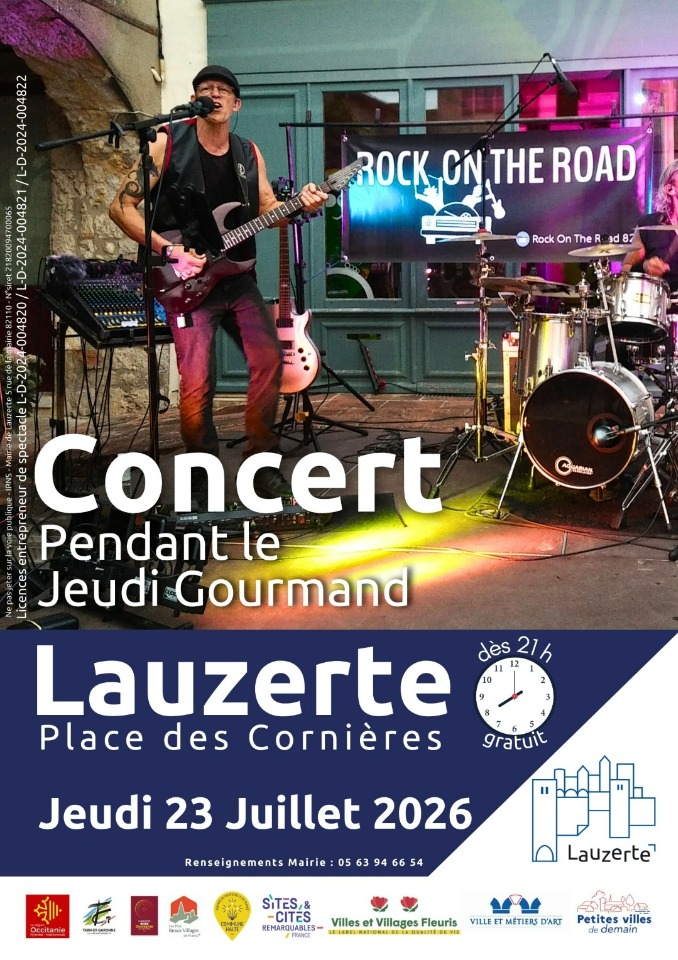 Concert du groupe Rock on the Road lors du Jeudi Gourmand - Lauzerte