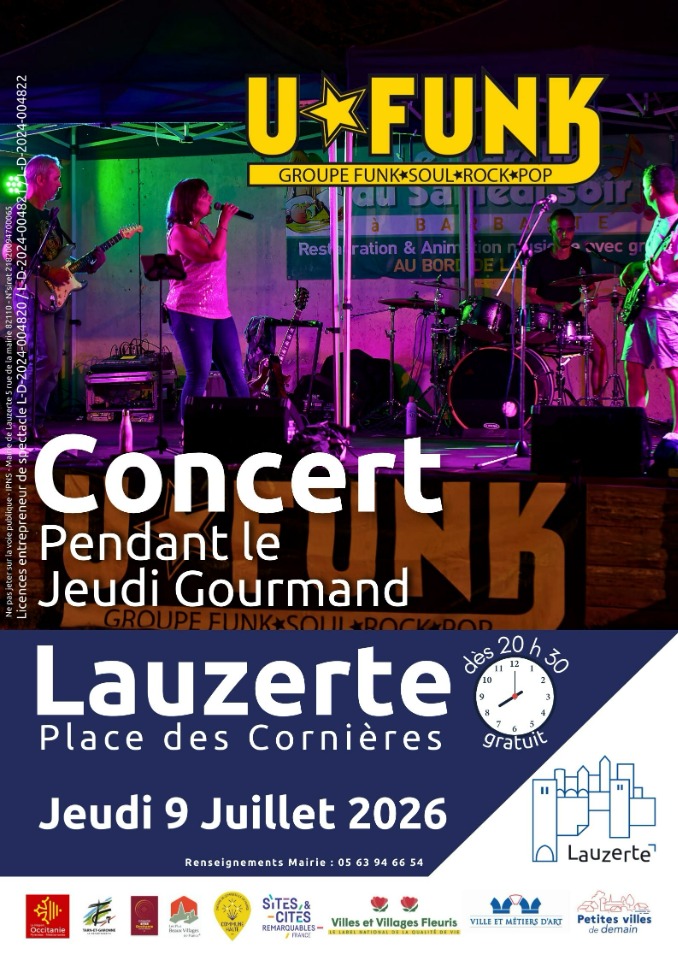 Concert du groupe Ufunk lors du Jeudi Gourmand - Lauzerte