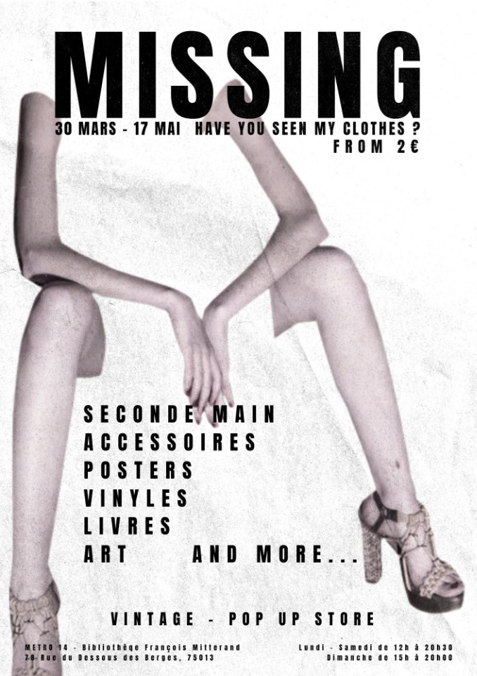 POP UP&nbsp;: Vintage store MISSING - Have you seen my clothes&nbsp;? - Paris