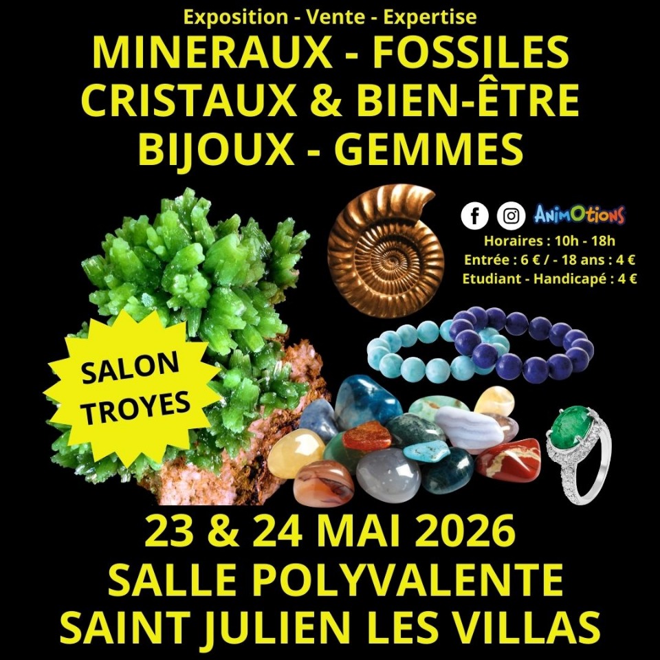 2&egrave;me Salon Min&eacute;raux Fossiles Cristaux Bijoux et Gemmes de Troyes - Saint-Julien-les-Villas