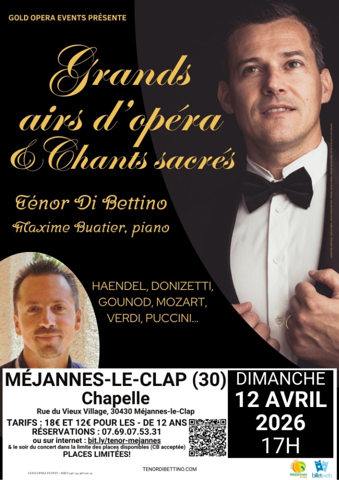 Concert "Grands Airs d'Op&eacute;ra et Chants Sacr&eacute;s" &agrave; M&eacute;jannes-le-Clap - Méjannes-le-Clap