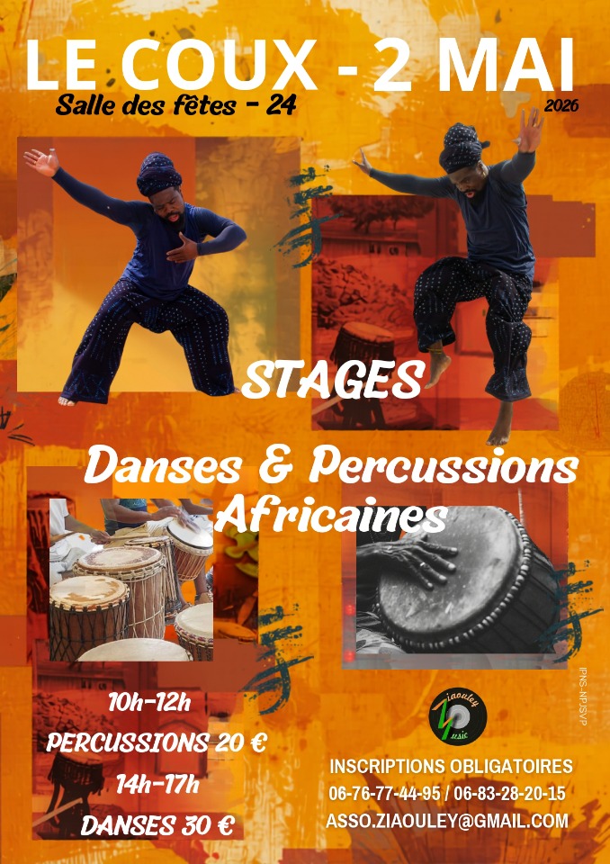 Stages Percussions et Danses Africaines - Coux-et-Bigaroque