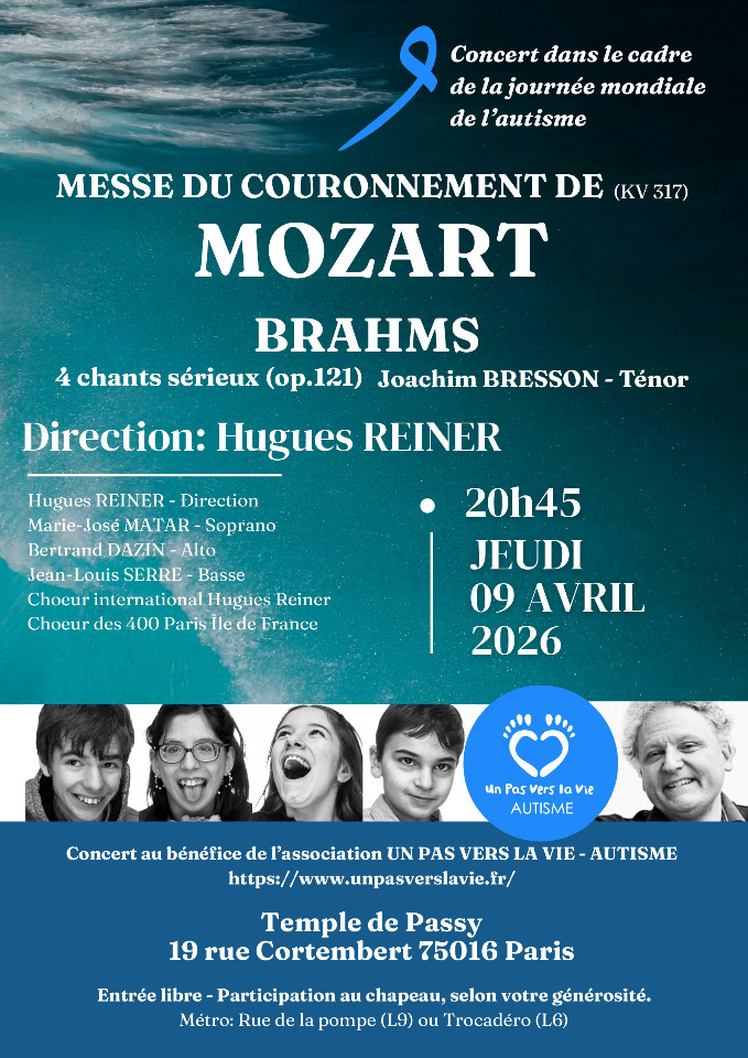 Messe du Couronnement Mozart pour la journ&eacute;e mondiale de l'Autisme - Paris