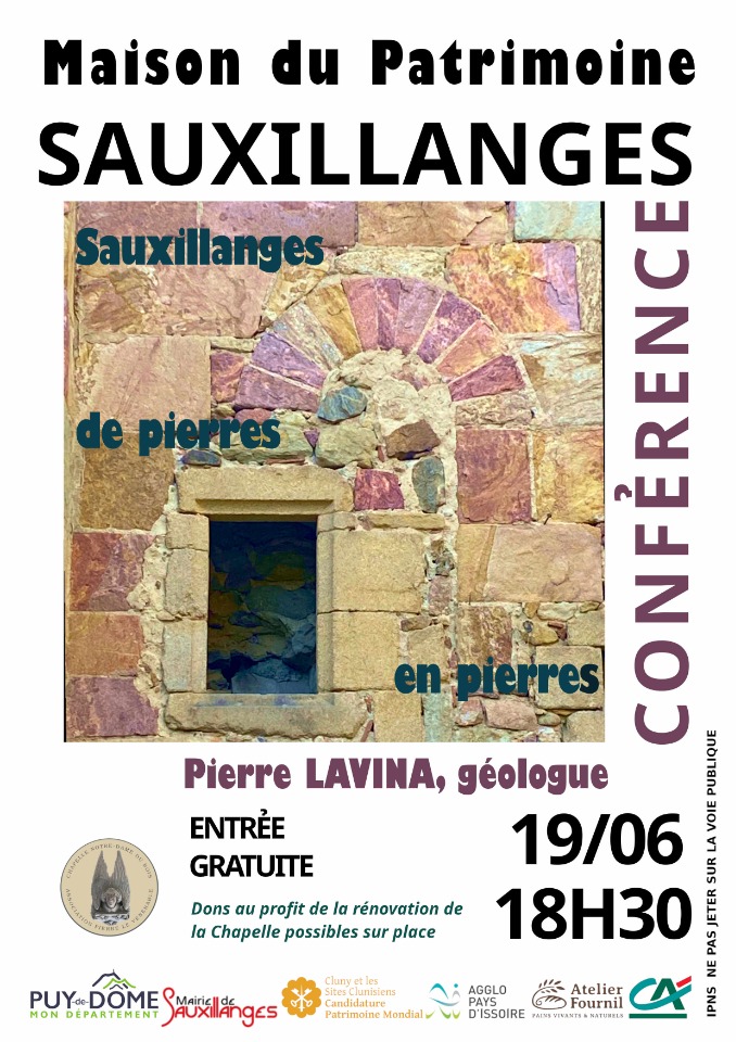  " Sauxillanges, de pierres en pierres " ; Conf&eacute;rence  Pierre Lavina&nbsp; - Sauxillanges