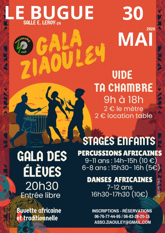 Gala fin d'ann&eacute;e / Stages Enfants Percussions et Danses Africaines - Le Bugue