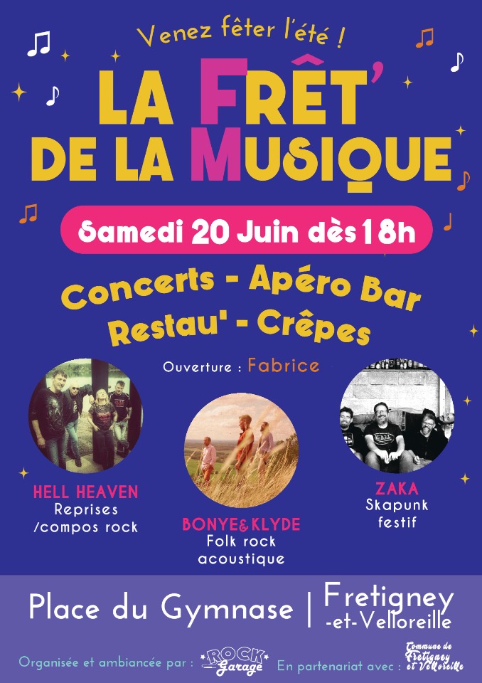📍 Fr&ecirc;t' de la Musique - Fretigney (70) - 📅 20 juin &agrave; partir de 18H - Fretigney-et-Velloreille