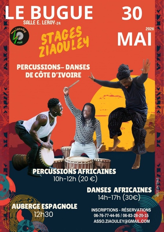 Stages Percussions et Danses Africaines - Le Bugue