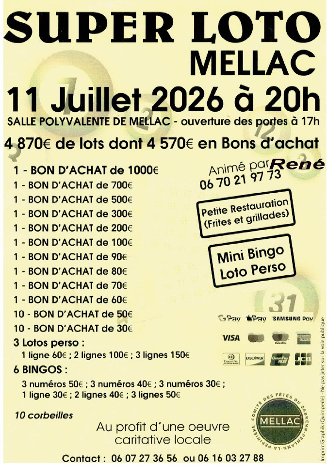 Super loto au profit d'une oeuvre caricative - Mellac