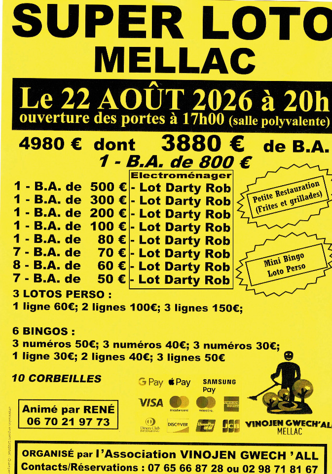 Super loto de l'association Vinojen Gwech'all de Mellac anim&eacute;par Ren&eacute; - Mellac