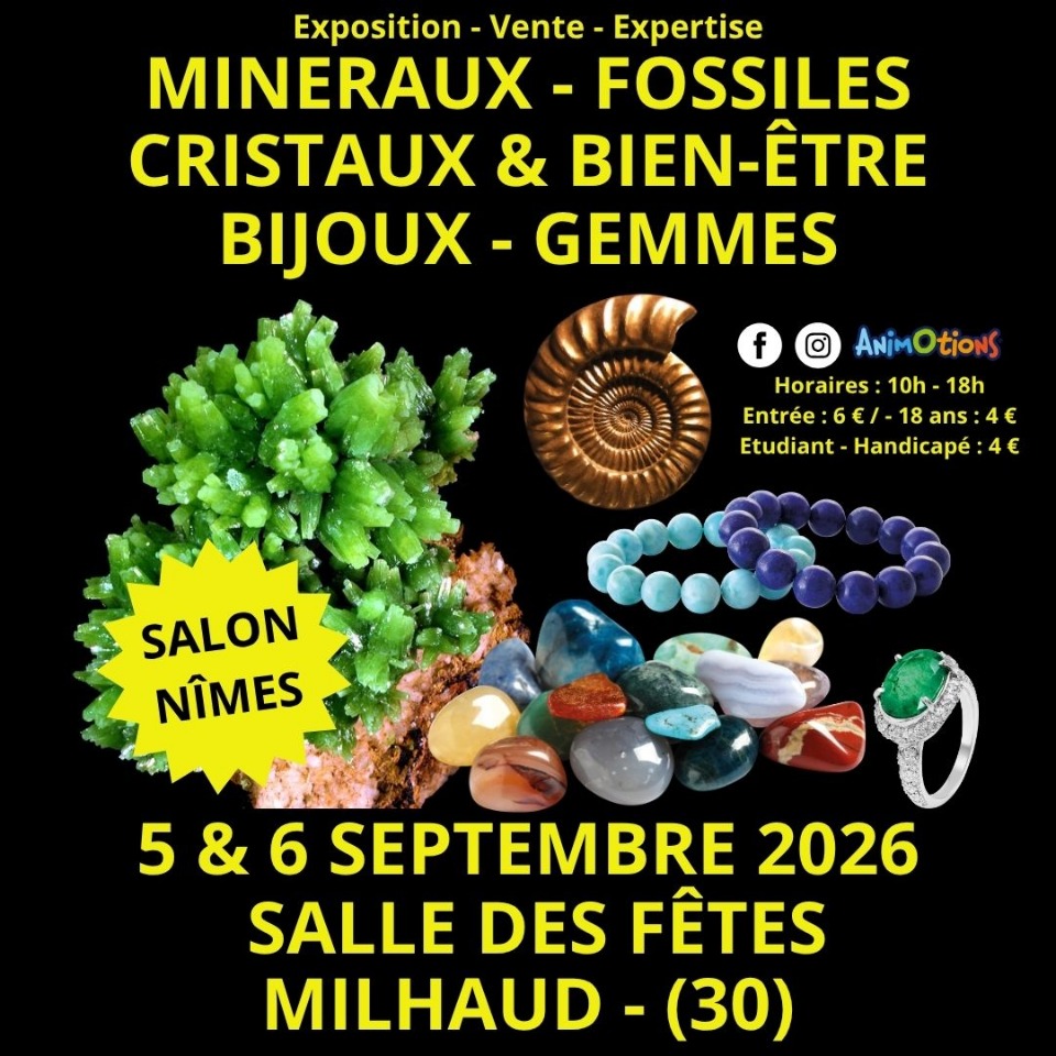 Salon Min&eacute;raux Fossiles Cristaux & Bien-&Ecirc;tre Bijoux et Gemmes de N&icirc;mes - Milhaud