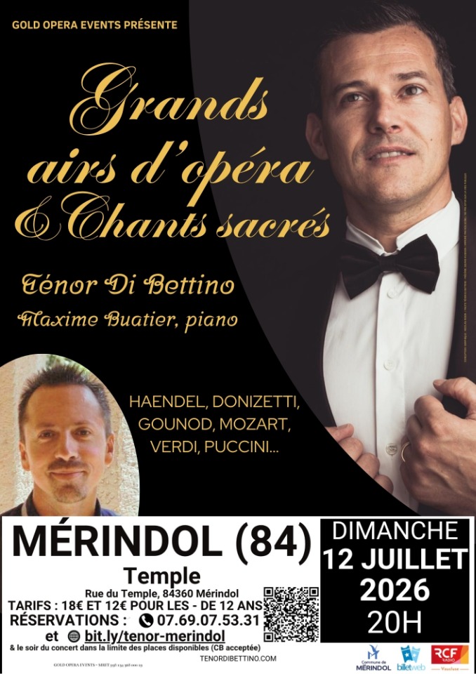 "Grands Airs d'Op&eacute;ra et Chants Sacr&eacute;s" par le T&eacute;nor Di Bettino - Mérindol
