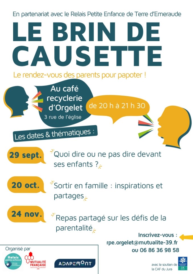 Le brin de causette&nbsp;: LE rendez-vous des parents&nbsp;! - Orgelet