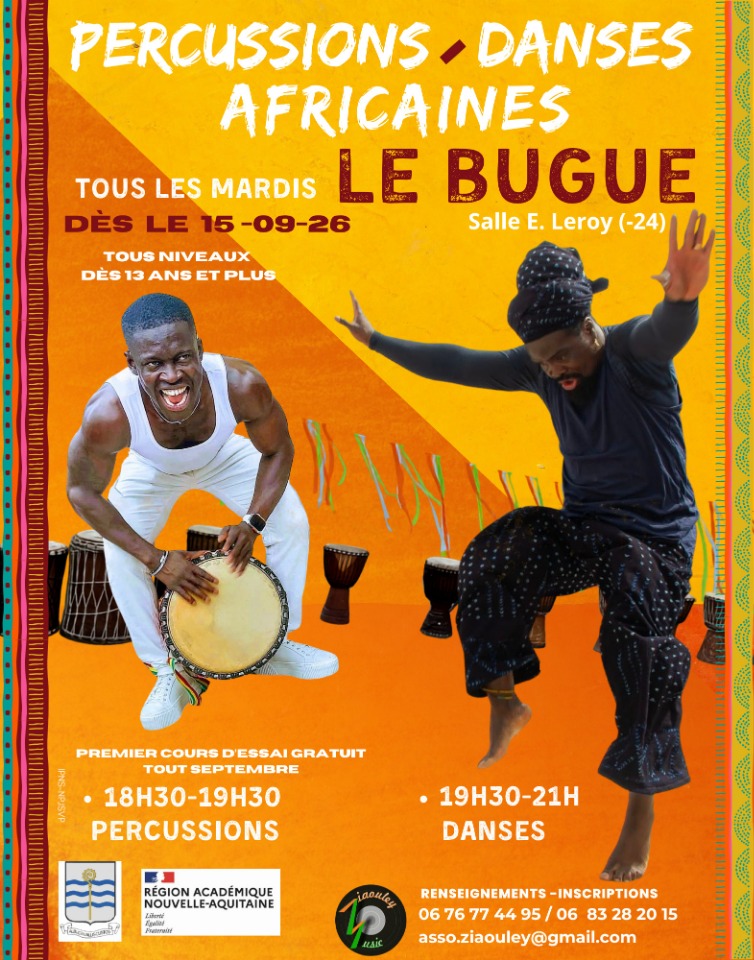 Stages Percussions et Danses Africaines - Le Bugue