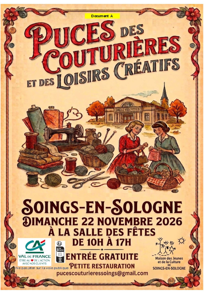 Puces des Couturi&egrave;res et des Loisirs Cr&eacute;atifs - Soings-en-Sologne