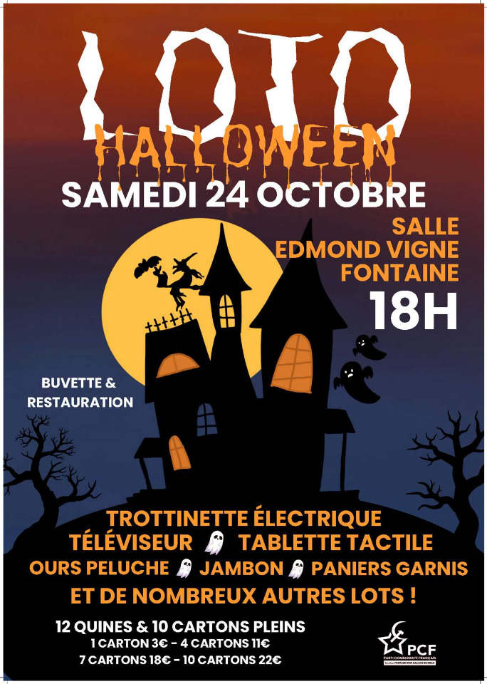 Loto d'Halloween 24 octobre 2026 18H, salle Edmond Vigne Fontaine - Fontaine
