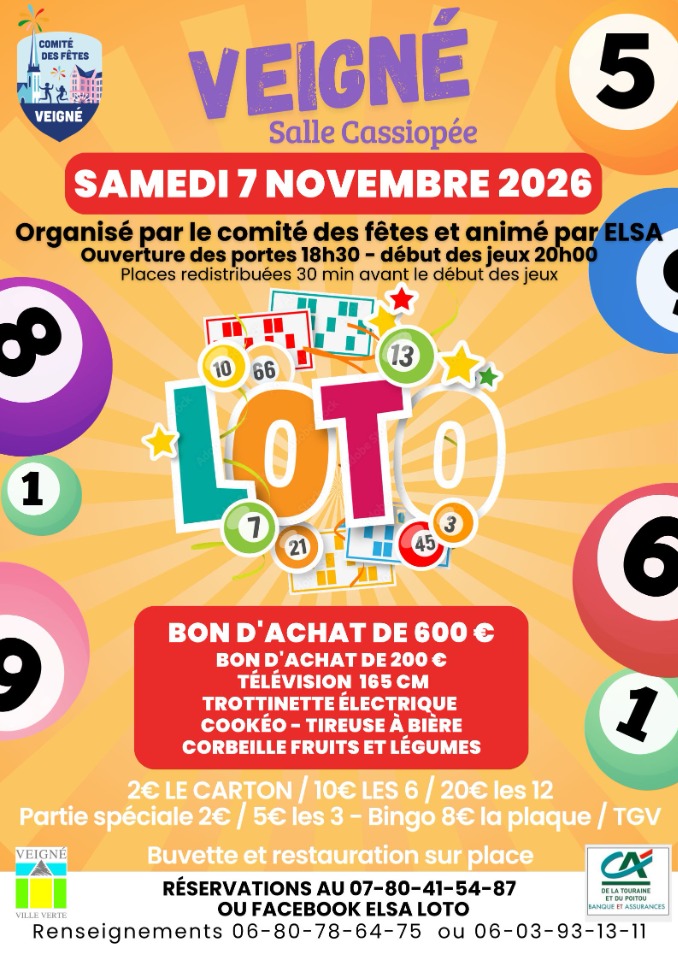 Loto du Comit&eacute; des f&ecirc;tes de Veign&eacute; - Veigné