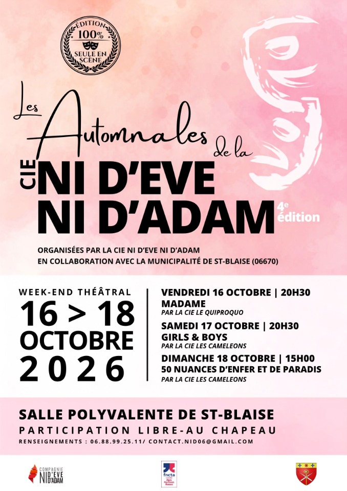 Les Automnales de la Cie Ni d'Eve ni d'Adam - Weekend th&eacute;&acirc;tral - 4e &eacute;d - Saint-Blaise