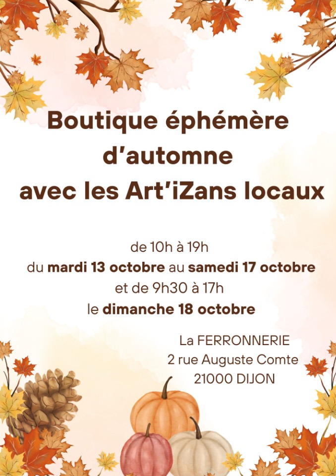 Les Art&rsquo;iZans Locaux tiennent leur boutique &eacute;ph&eacute;m&egrave;re d&rsquo;automne - Dijon