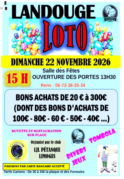 Loto du club  " LJL p&eacute;tanque limoges"  - Limoges