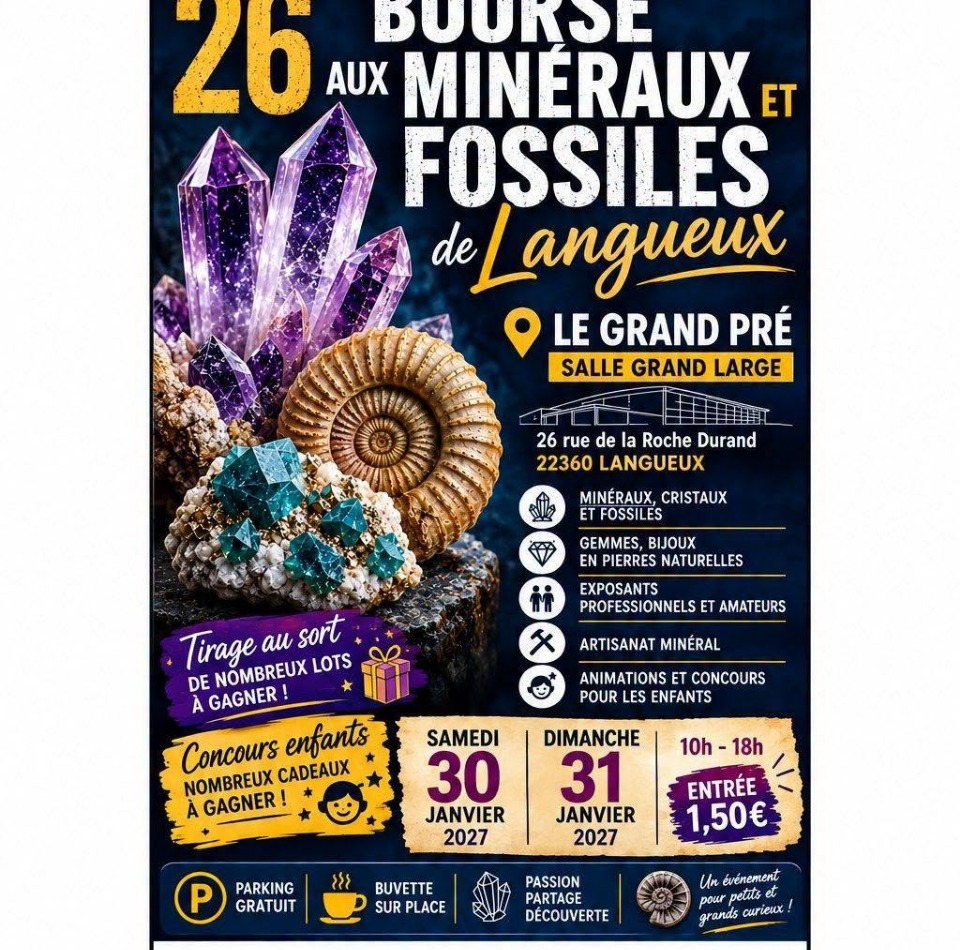 26&egrave;me Salon exposition de min&eacute;raux, bijoux et fossiles, tr&eacute;sors de la  - Langueux